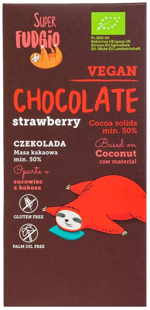 ME GUSTO CZEKOLADA TRUSKAWKOWA BEZGLUTENOWA BIO 80 g - ME GUSTO (SUPER FUDGIO) (BP)