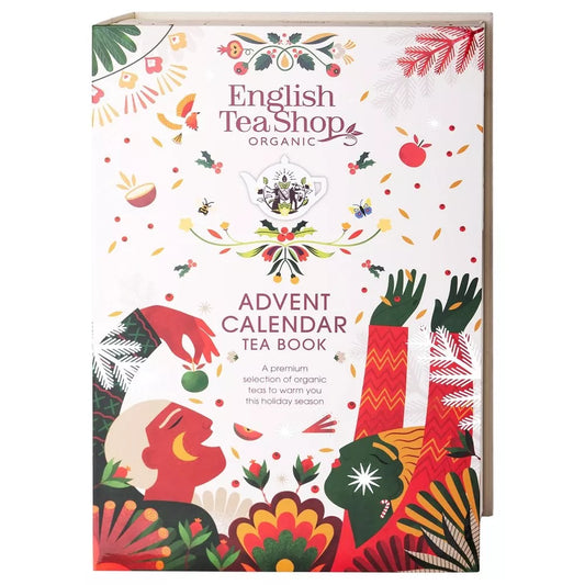 ENGLISH TEA SHOP Kalendarz adwentowy Tea Book Cream – 25 piramidek (50g) - BIO (Boże Narodzenie)