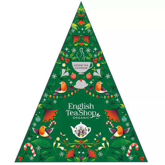 ENGLISH TEA SHOP Kalendarz adwentowy piramidki Green Trangular (25 piramidek/13 smaków) (25 x 2g) 50 g - BIO